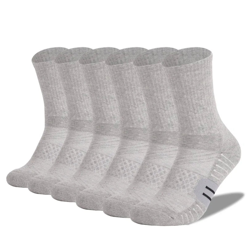 6 Pairs Unisex Heavy Cushion Hiking Socks Cotton Anti Odor