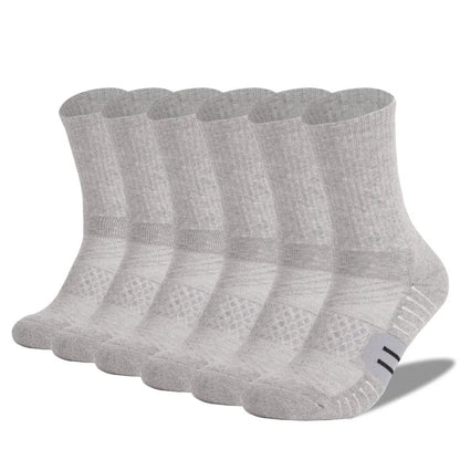 6 Pairs Unisex Heavy Cushion Hiking Socks Cotton Anti Odor