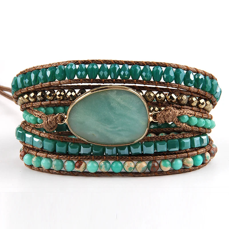 Mixed Natural Stones Bohemian Wrap Bracelets Set for Women