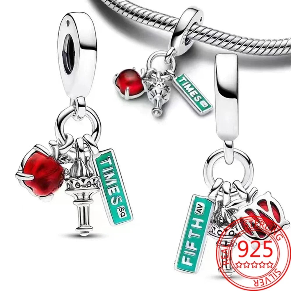 925 Sterling Silver Festive Cookie House Heart Nutcracker Dangle Charm for DIY Christmas Tree and Original Bracelet Gift