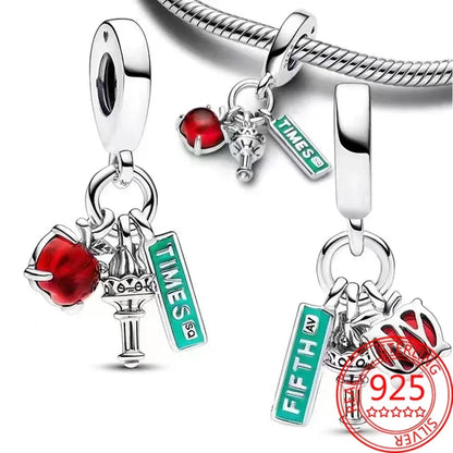 925 Sterling Silver Festive Cookie House Heart Nutcracker Dangle Charm for DIY Christmas Tree and Original Bracelet Gift