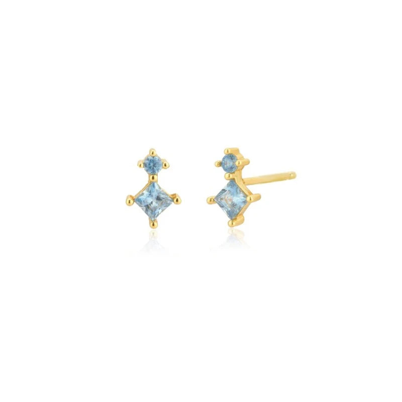 Elegant Water Lake Blue Zircon Hoop Earrings for Women Minimalist Circle Dangle Jewelry Accessories