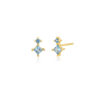 Elegant Water Lake Blue Zircon Hoop Earrings for Women Minimalist Circle Dangle Jewelry Accessories
