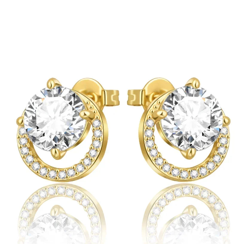 925 Sterling Silver Luxury Heart Sun Moon Stud Earrings Bow Butterfly Crab Clip Set for Women Party Jewelry Gifts