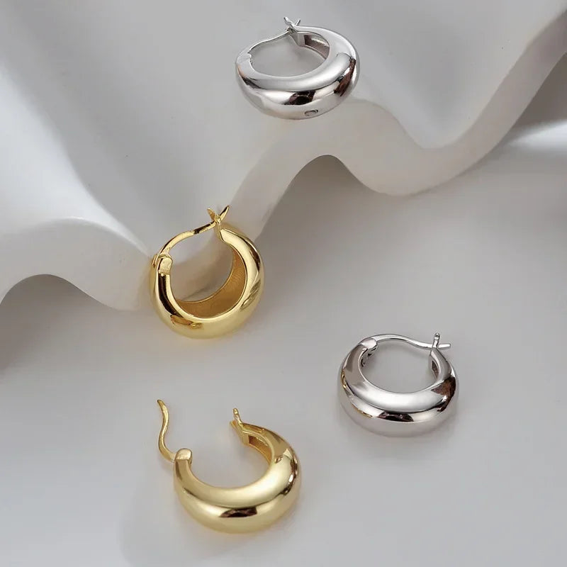 Luxury 925 Sterling Silver Chunky Hoop Earrings with Big Heart Zircon Accents for Women Wedding Party Jewelry Gifts