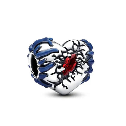 Exquisite 925 Silver Heart-Shaped Pendant with Bow and Moon Beads for DIY European Bracelets