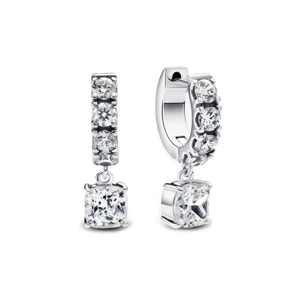 Elegant Sterling Silver Pink Bow Earrings with Red Heart and Snowflake Design for Women P2246