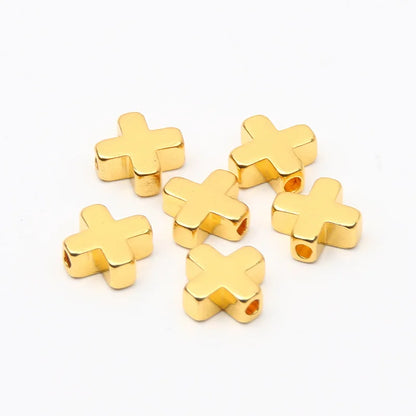 Gold Color Copper Cross Beads Set for DIY Jewelry Making and Accessories