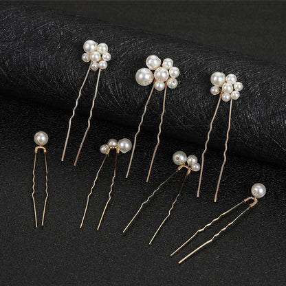 Elegant Pearl Flower Wedding Hairpin Comb Set for Brides