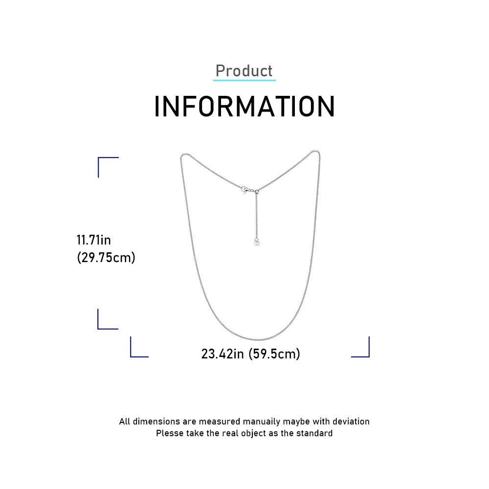 925 Sterling Silver Gold Rose Gold Simple Premium Bare Chain Necklace for Women Elegant DIY Jewelry Gift