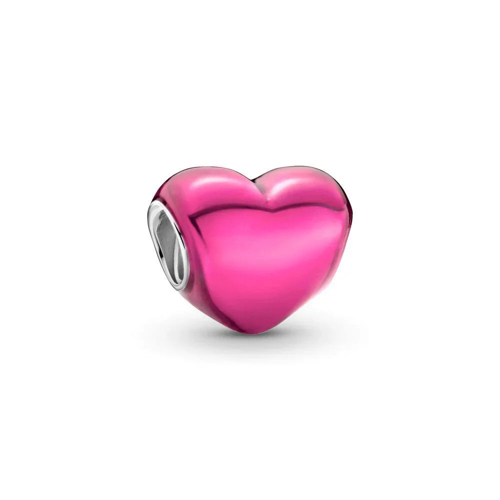925 Sterling Silver Multicolor Heart Rose Charm Pendant for DIY Bracelets and Necklaces Romantic Couple Gift