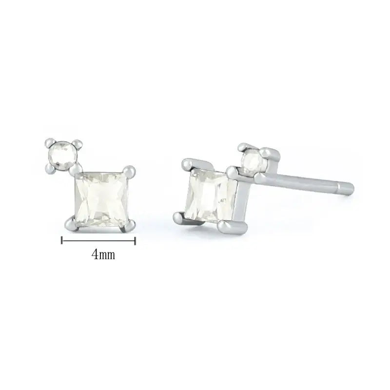 925 Sterling Silver Tiny Stud Earrings Colorful Crystal Luxury Jewelry LN1055-2-1