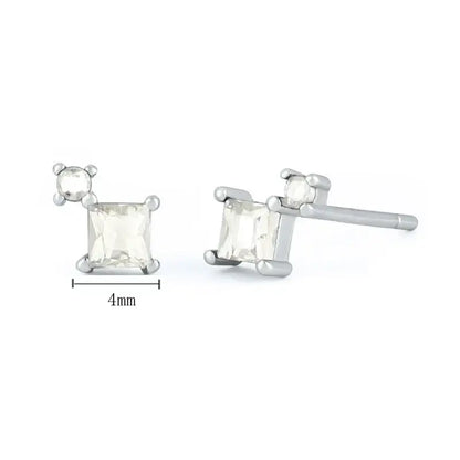 925 Sterling Silver Tiny Stud Earrings Colorful Crystal Luxury Jewelry LN1055-2-1