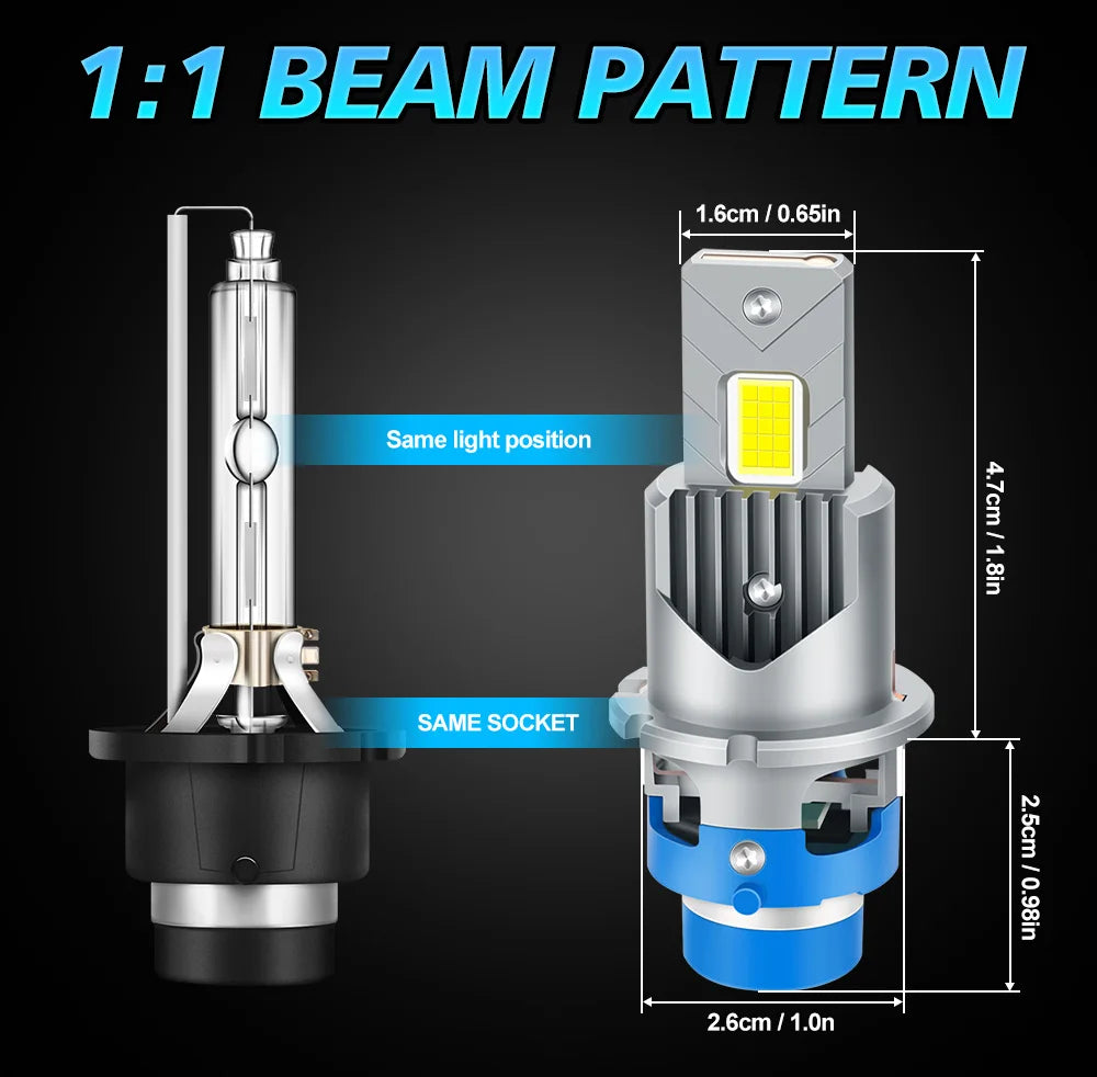 Universal 12V Xenon LED Headlight Bulb Replacement Kit 6000K Brightness with 360 Degree Beam Angle