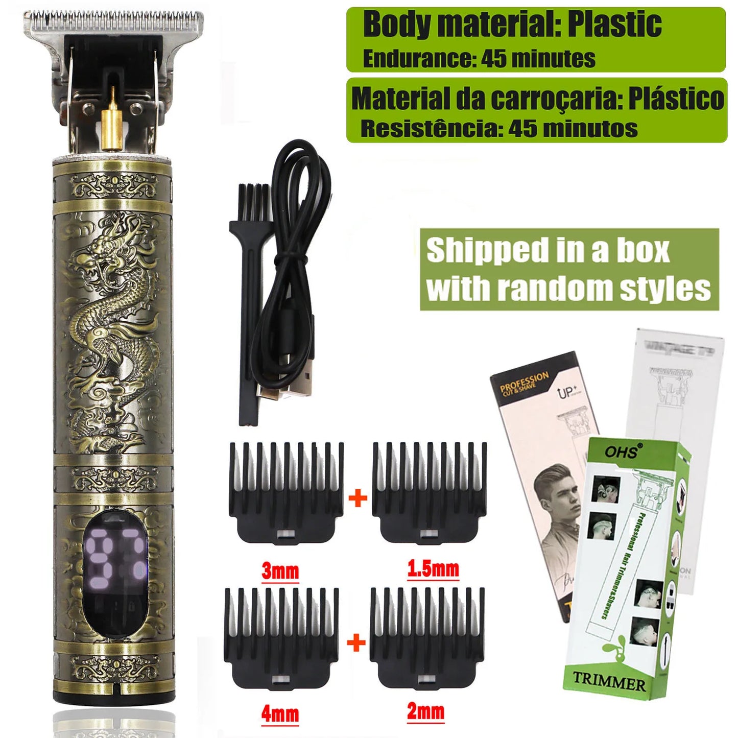 OHS T9 Cordless Electric Hair Clipper and Shaver for Men Fast Charging Floating Head Trimmer Waterproof Razor for Home and Travel