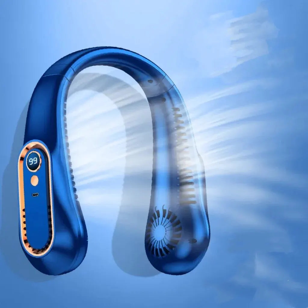 2024 USB Rechargeable Portable Neck Fan with Dual Ventilation