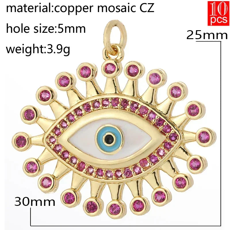 Elegant Blue Eye Heart Necklace Set for Women with Golden Star and Bee Charms on Stainless Steel Chain