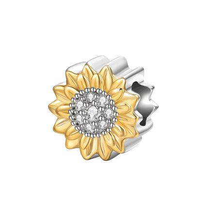 925 Sterling Silver Colorful Flower Charms with Zircon Roses Tulips and Daisies for DIY Necklace and Bracelet Jewelry Gifts