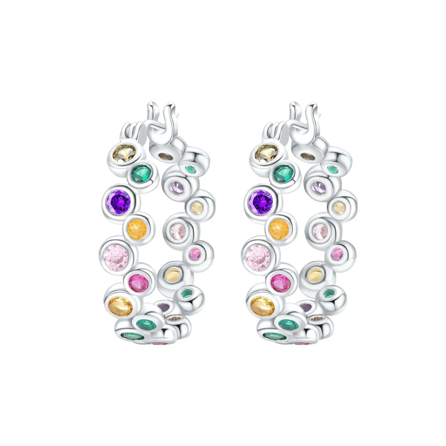 925 Sterling Silver Skull Pumpkin Cross Hoop Earrings Sparkling Zircon Glamorous Women Jewelry