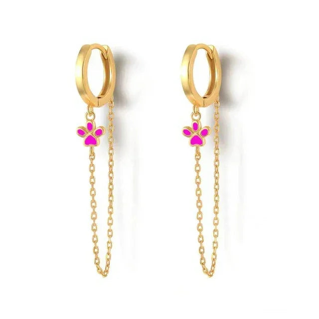 Rose Red Zircon Hoop Earrings for Women Minimalist Dangle Party Jewelry Trend 2025