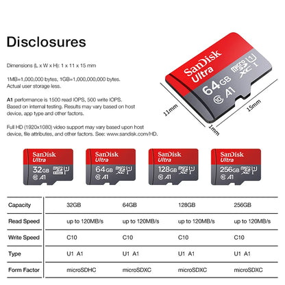 Ultra MicroSD Memory Card 128GB 256GB 512GB A1 Class 10 High Speed Flash Card for Phones Tablets and Digital Devices