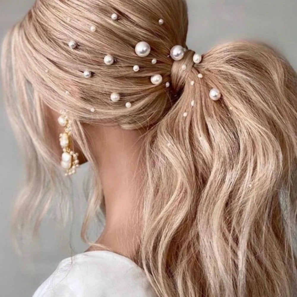 Elegant Bridal Rhinestone Hair Pins with Pearls for Wedding and Party