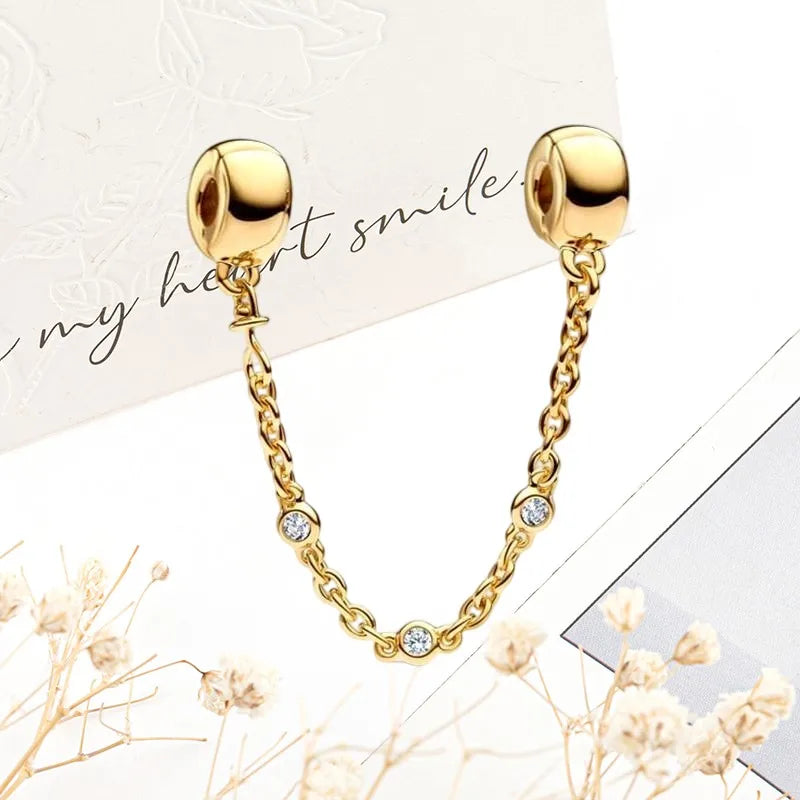 Sparkling Gold Safety Chain Infinity Snake Charm Beads
