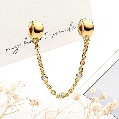 Sparkling Gold Safety Chain Infinity Snake Charm Beads