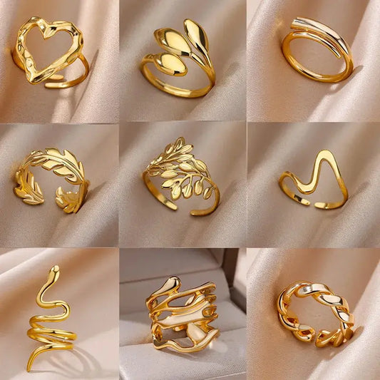 Vintage Gold Color Stainless Steel Rings for Women and Men