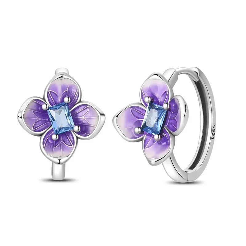 925 Sterling Silver Gold Hoop Earrings Halloween Pumpkin Skull Christmas Tree Zircon Studs for Women DIY Jewelry