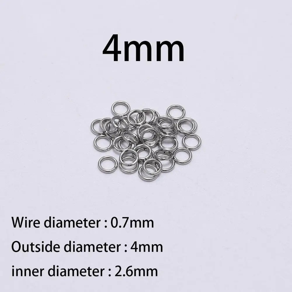 Stainless Steel Jump Rings Open Loops for DIY Jewelry Making 30 to 200 Pieces 0.7 x 4mm 200pcs