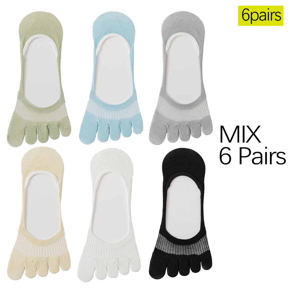 6 Pairs Cooling Mint Toe Socks For Women Non Slip Ankle