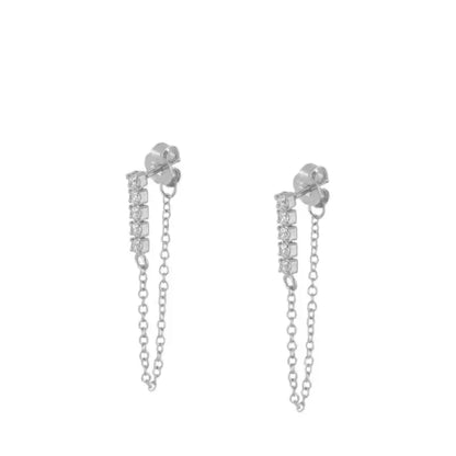 Crmya Gold Plated Women's Earrings Set with Vintage CZ Zircon Drop and Stud Hoops