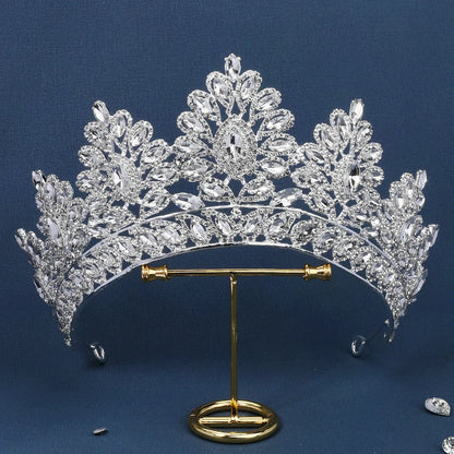 Luxury Bride Tiara - Baroque Crystal Crown with Rhinestones, Top-Rated Wedding Accessory Silvery