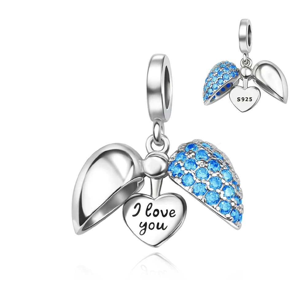 925 Sterling Silver Colorful Heart Charm Pendant for Women DIY Bracelets and Necklaces Fine Jewelry