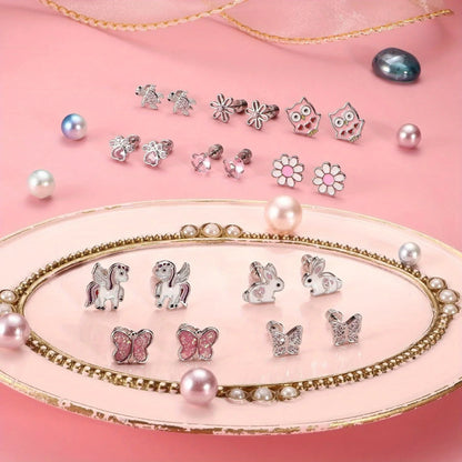Bobisty Rainbow CZ Stud Earrings for Women Stainless Steel Hypoallergenic Screwback