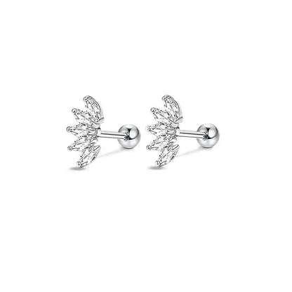 Silver Hypoallergenic Stainless Steel Cartilage Earrings Set - 2/16 Pcs B2-1Pair-Flame 16G-1.2mm