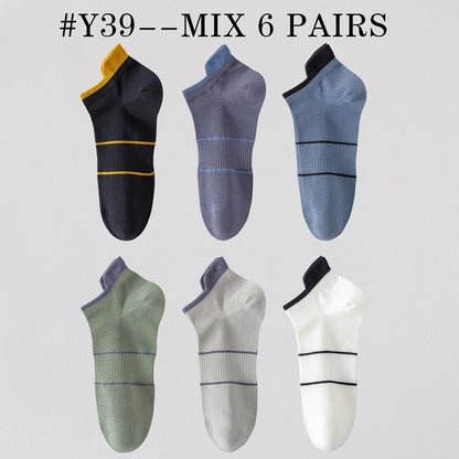 6 Pairs Mens Anti Odor Breathable Ankle Socks Cotton