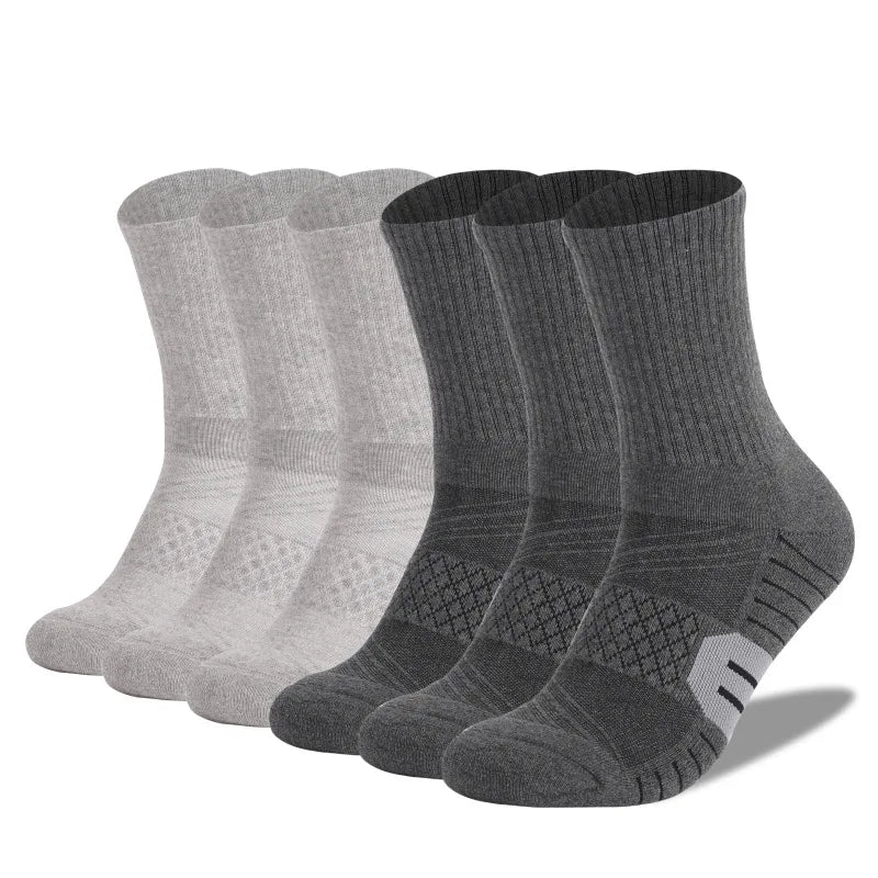 6 Pairs Unisex Heavy Cushion Hiking Socks Cotton Anti Odor