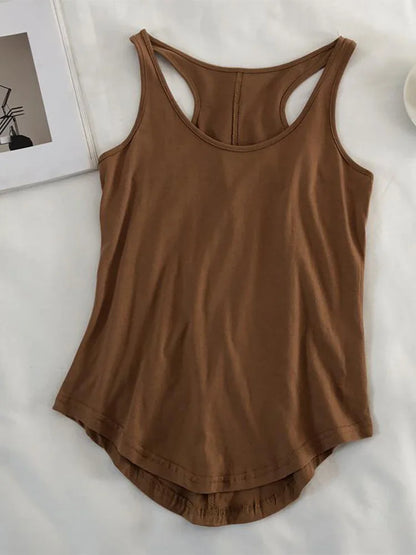 Irregular Tank Top Women O Neck Loose Fitness Camisole
