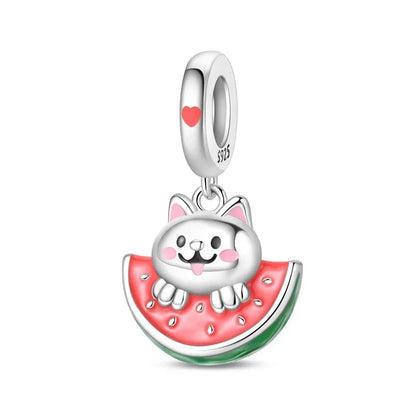 925 Sterling Silver Summer Charms Beads Ice Cream Fruit Candy Cake Zircon DIY Jewelry for Necklace and Bracelet Gifts