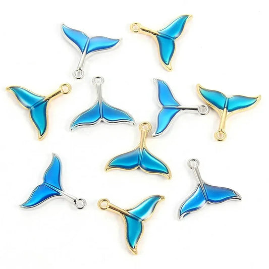 Elegant Alloy Fish Whale Tail Charms for DIY Jewelry Making - Set of 10