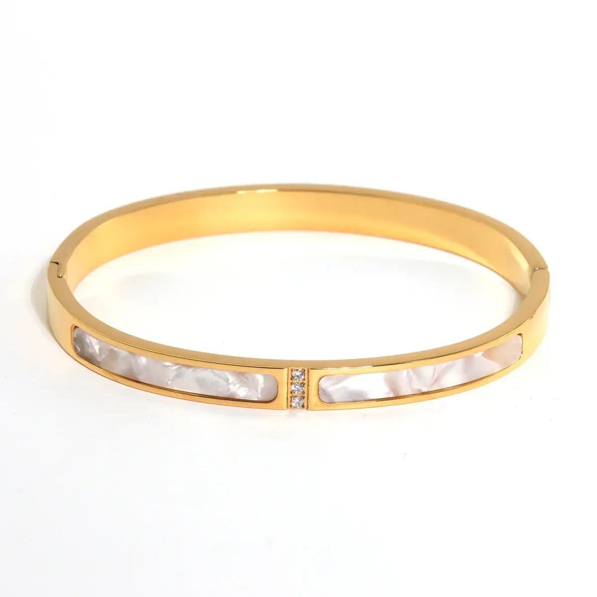 New Waterproof Cubic Zirconia Heart Flower Bangles Jewelry for Women BR8379-Gold CHINA