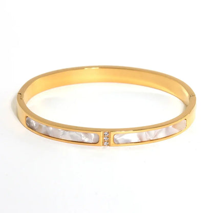 New Waterproof Cubic Zirconia Heart Flower Bangles Jewelry for Women BR8379-Gold CHINA
