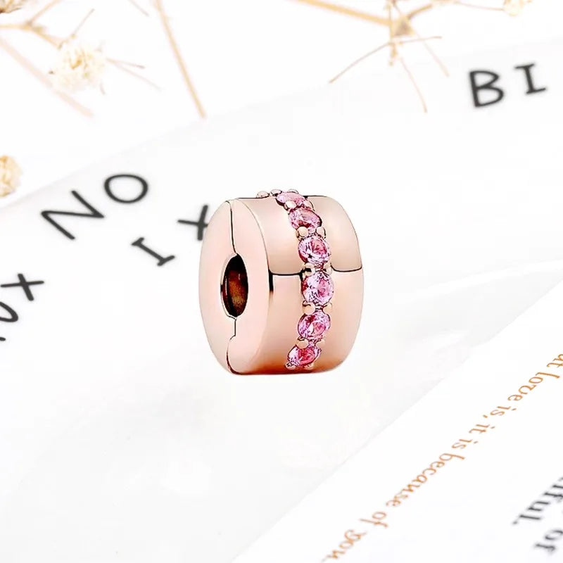 Rose Gold Winged Angel Heart Charm Bead Pink Daisy Spacer
