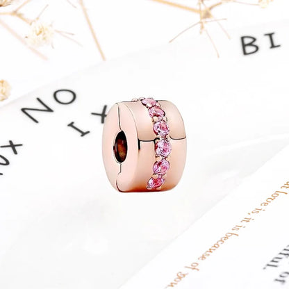 Rose Gold Winged Angel Heart Charm Bead Pink Daisy Spacer