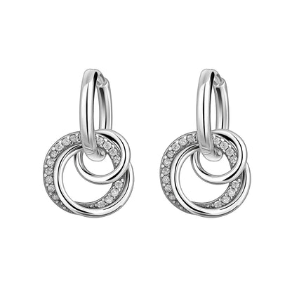 Spring Blue Flower Stud Earrings 925 Sterling Silver Zircon Jewelry for Women P2066
