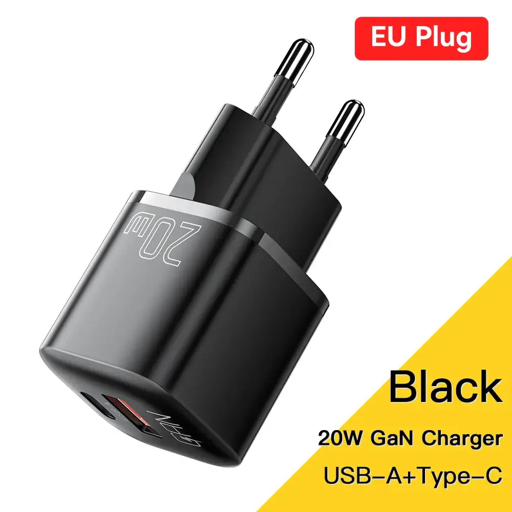 Essager 20W GaN PD USB C Charger Fast Charge for iPhone EU Black 01
