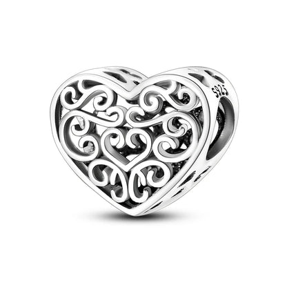 925 Sterling Silver Lucky Green Four Leaf Clover Horseshoe Charm Beads for Bracelets and Necklaces