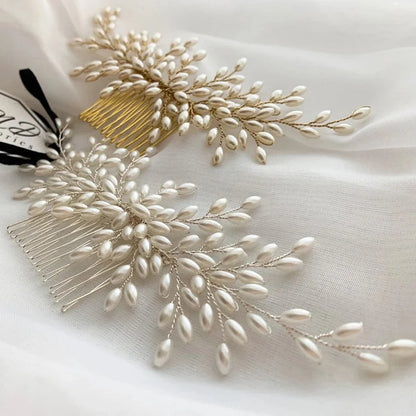 Korean Pearl Hair Combs - Handmade Hairpins & Clips for Women, Brides & Girls